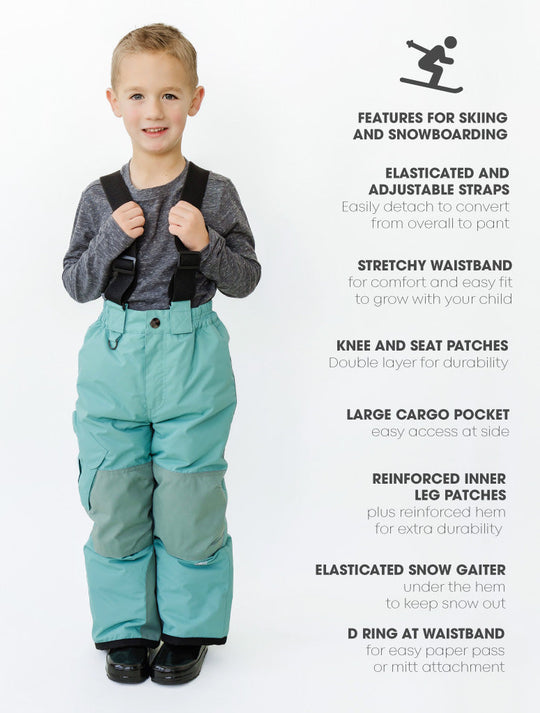 Snowrider Convertible Ski Overalls - Seafoam