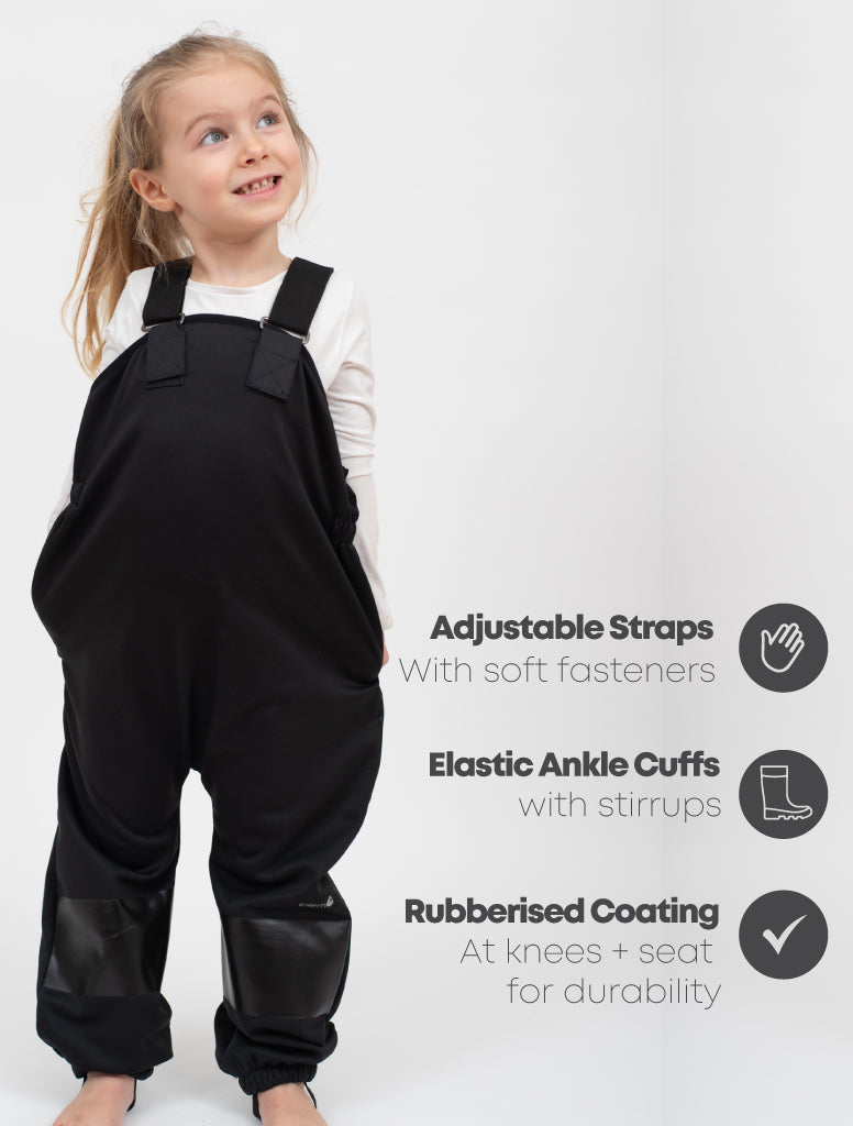 All-Weather Fleece Overalls - Black | Waterproof Windproof Eco