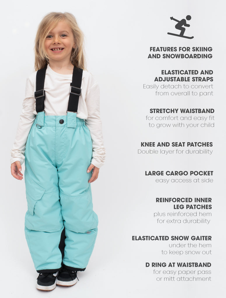 Snowrider Convertible Snow Pants - Aqua Sky | Waterproof Windproof Eco