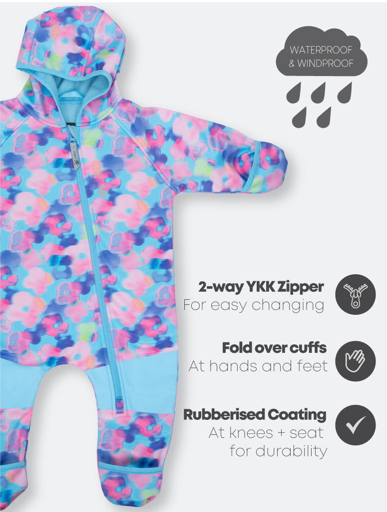 All-Weather Fleece Onesie - Electric Floral | Waterproof Windproof Eco