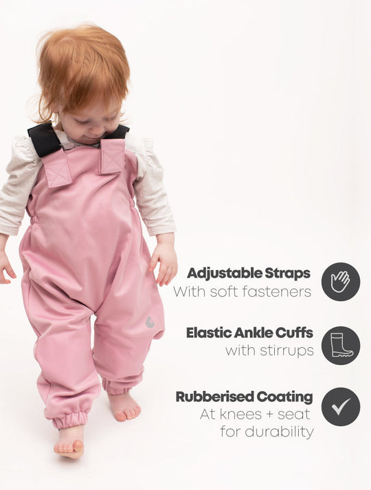 All-Weather Fleece Overalls - Ballet Pink | Waterproof Windproof Eco