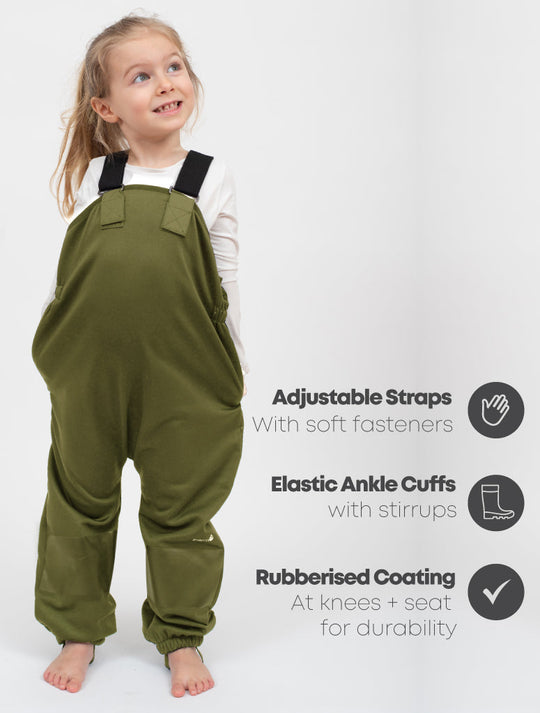 All-Weather Fleece Overalls - Olive | Waterproof Windproof Eco